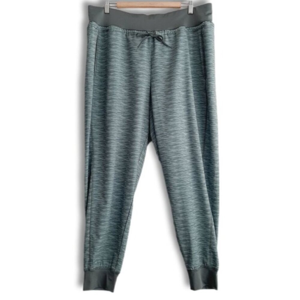 JOE FRESH Athletic Jogger Pants Stretch Pull-On Heathered Marled Green Sz 1X